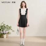 Black Floral Collar Sleeveless Dress – Elegant