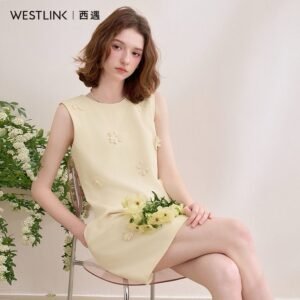 Yellow Sleeveless A-Line Dress for Women